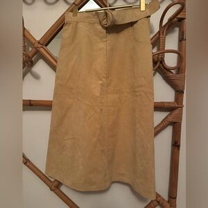 Tan / Mustard Suede / Leather A-line Skirt